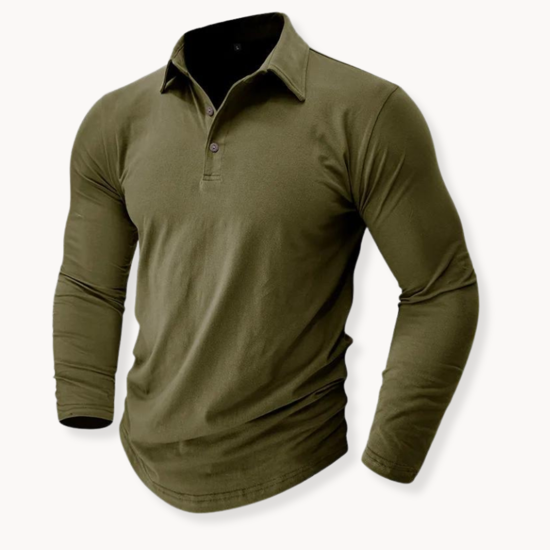 Klassisk langærmet poloshirt til mænd