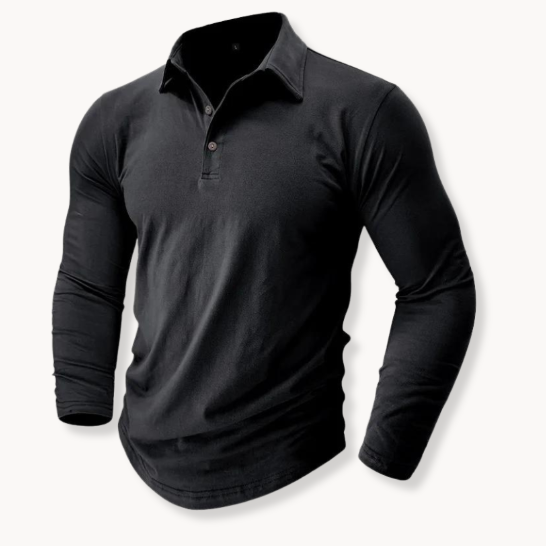 Klassisk langærmet poloshirt til mænd