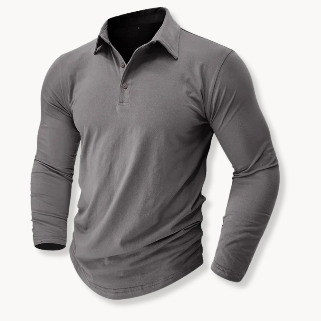 Klassisk langærmet poloshirt til mænd