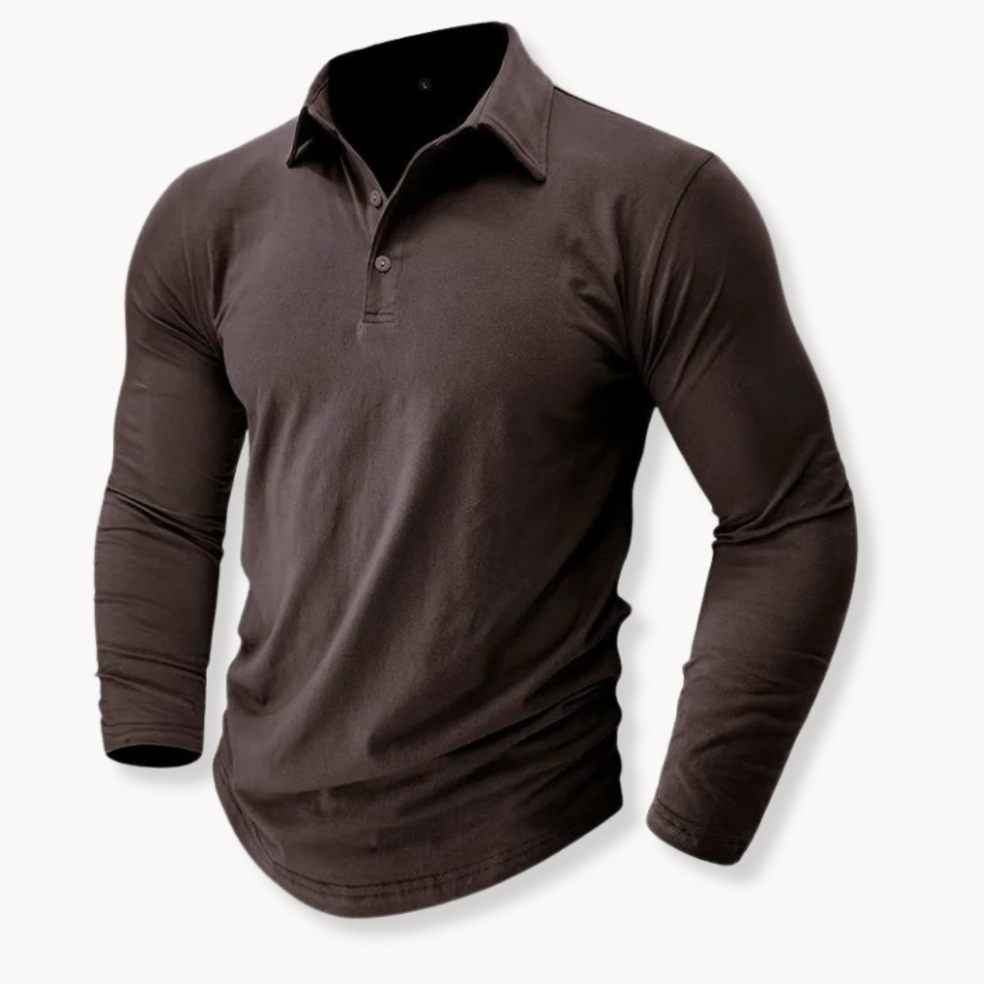 Klassisk langærmet poloshirt til mænd
