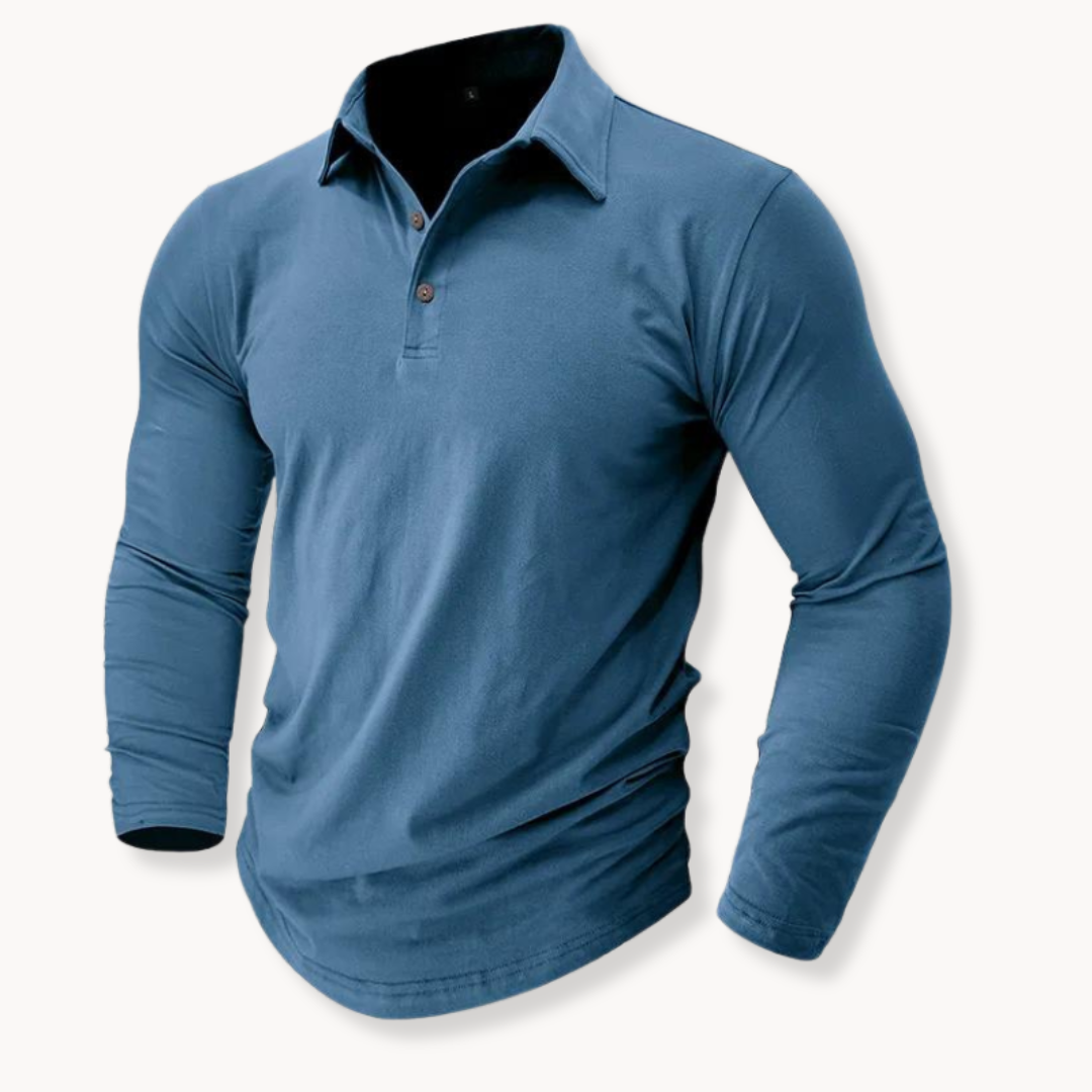 Klassisk langærmet poloshirt til mænd