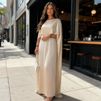 Damen Maxikleid mit Cape-Design und eleganter, fließender Silhouette