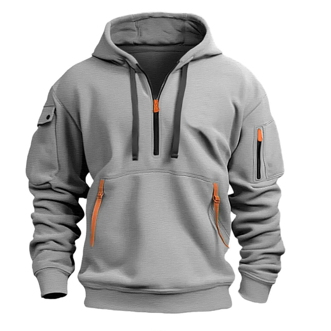 Felpa con cappuccio da uomo Utility con mezza zip