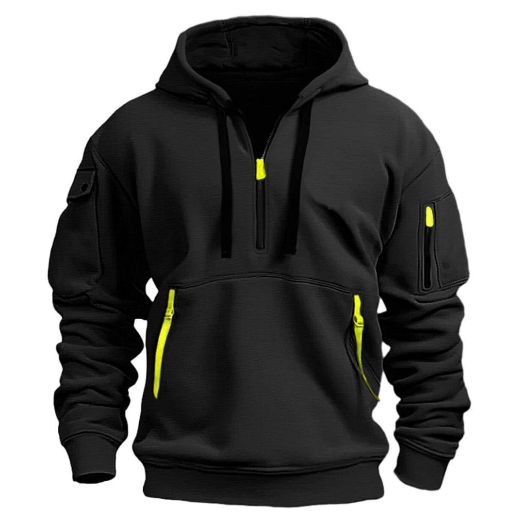 Felpa con cappuccio da uomo Utility con mezza zip