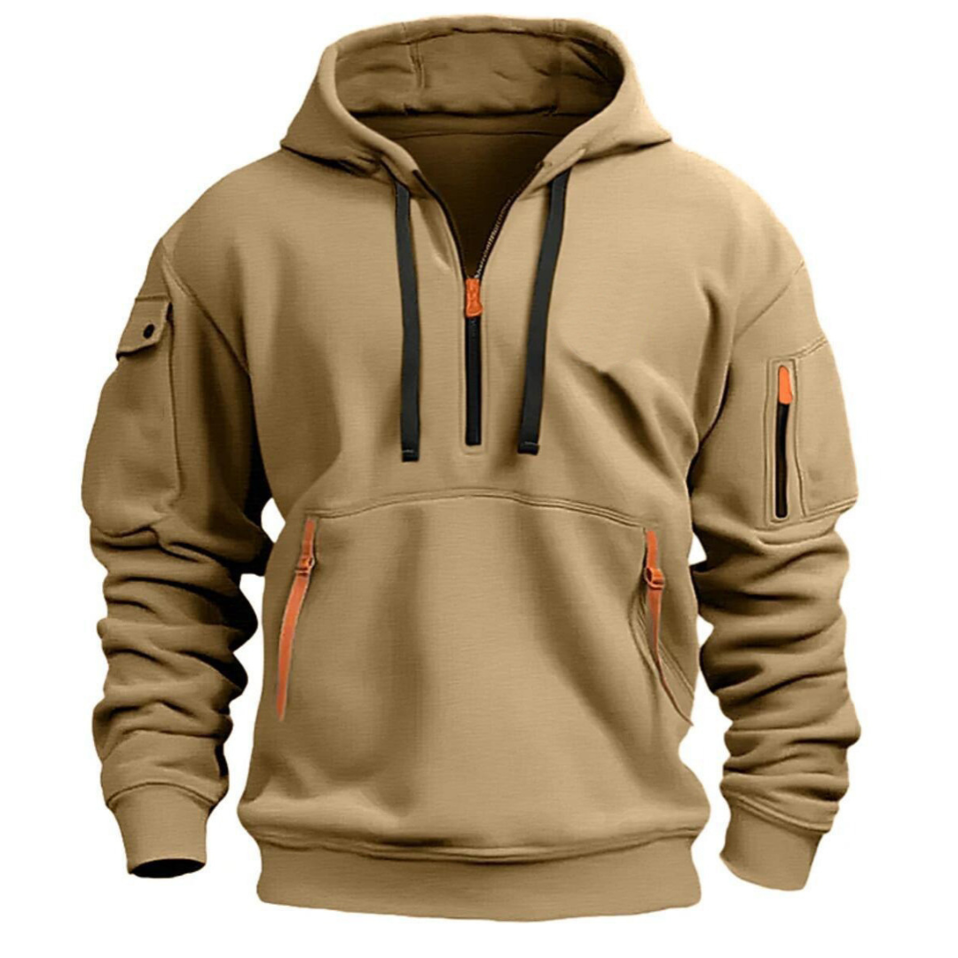 Felpa con cappuccio da uomo Utility con mezza zip