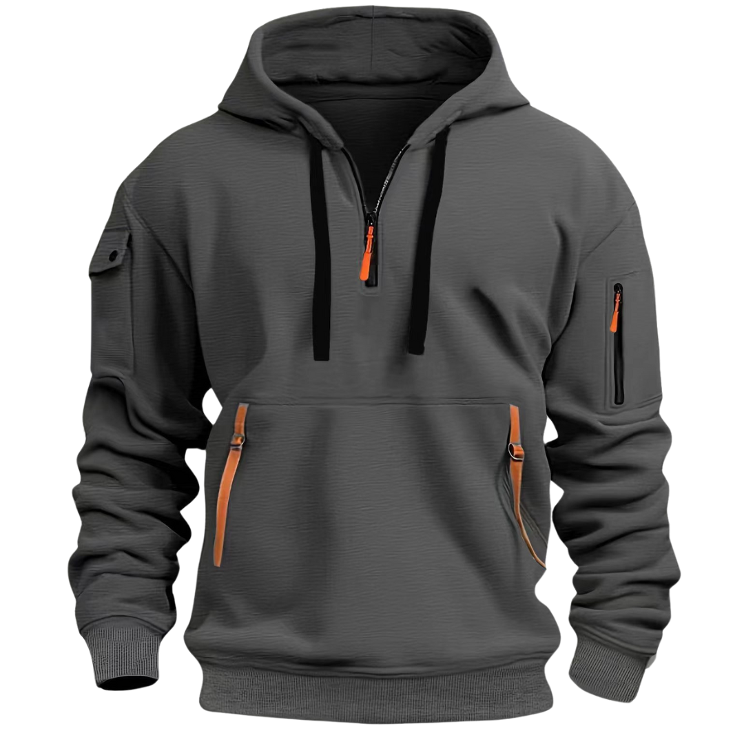 Felpa con cappuccio da uomo Utility con mezza zip