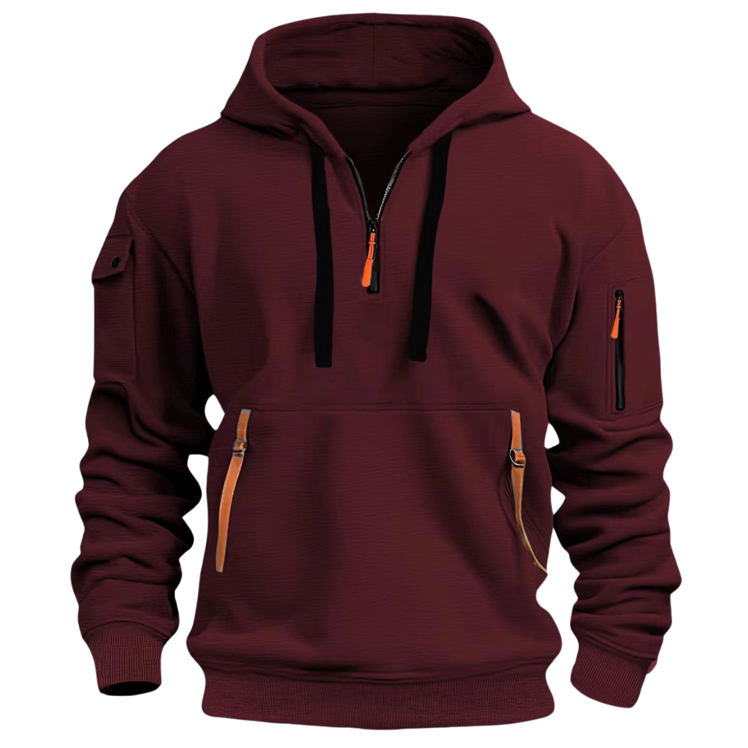 Felpa con cappuccio da uomo Utility con mezza zip