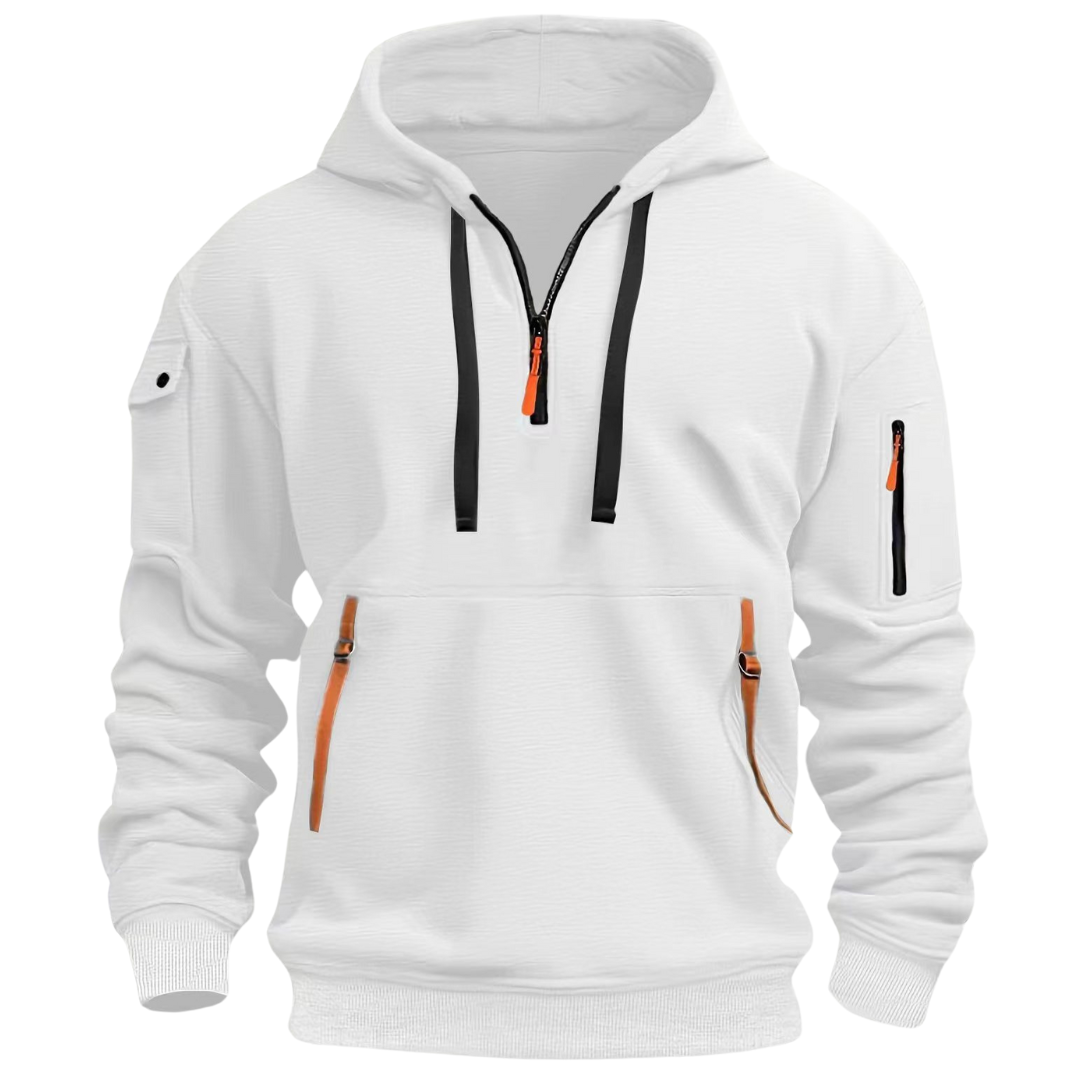 Felpa con cappuccio da uomo Utility con mezza zip