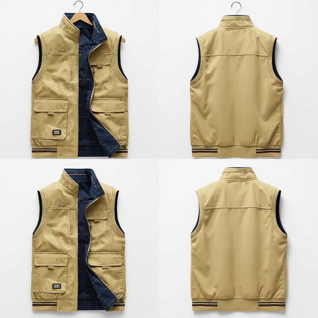 Herren Outdoor-Weste mit mehreren Taschen und Reißverschluss