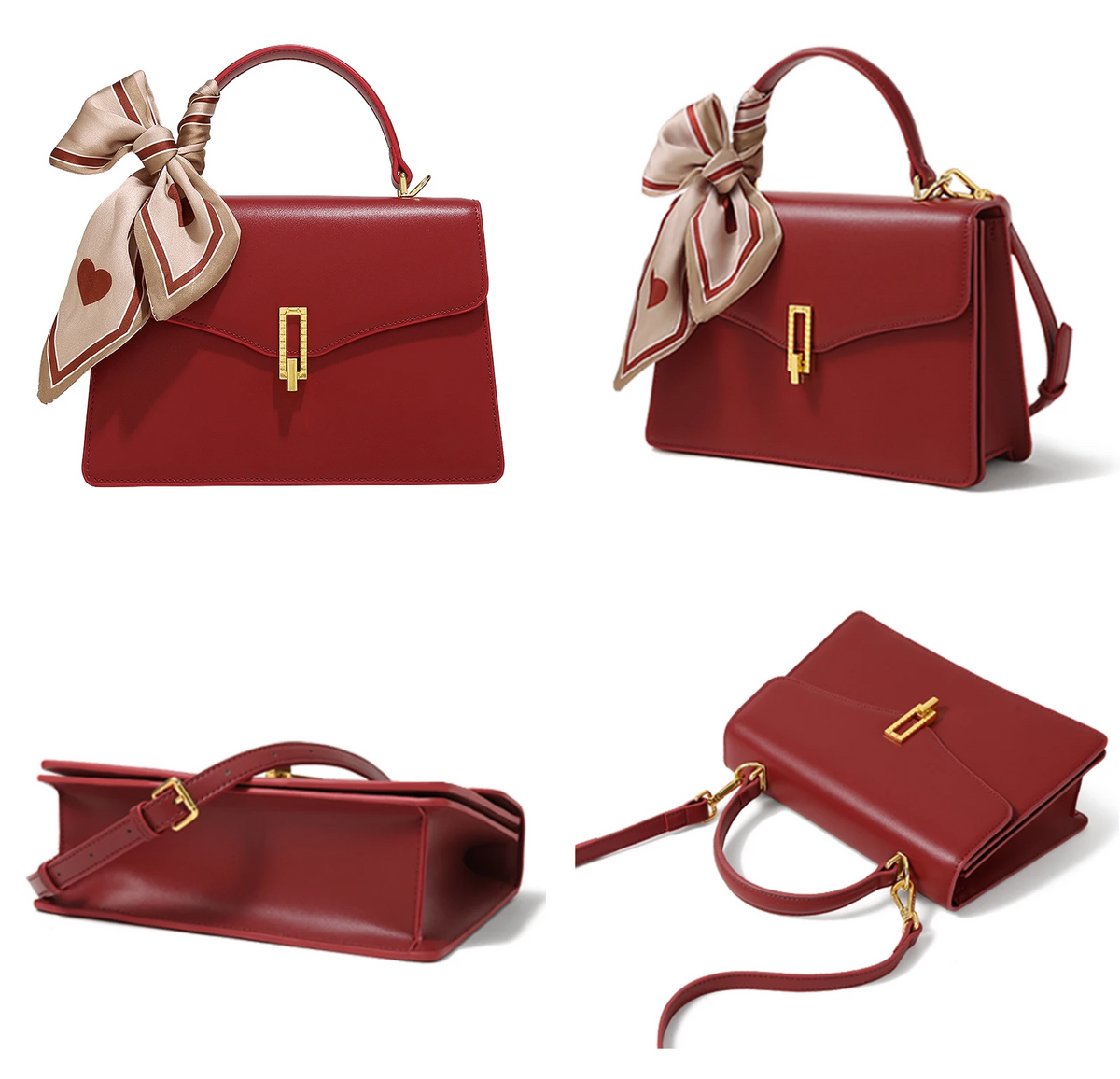 Borsa da donna strutturata con patta e manico superiore