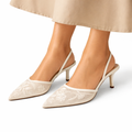 Women’s Embroidered Mesh Slingback Heels
