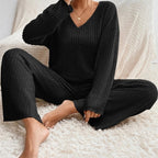 Completo da casa da donna in maglia a coste