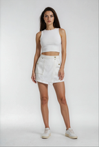 Women's Denim Skort with Wrapped Front for Casual Everyday Styling