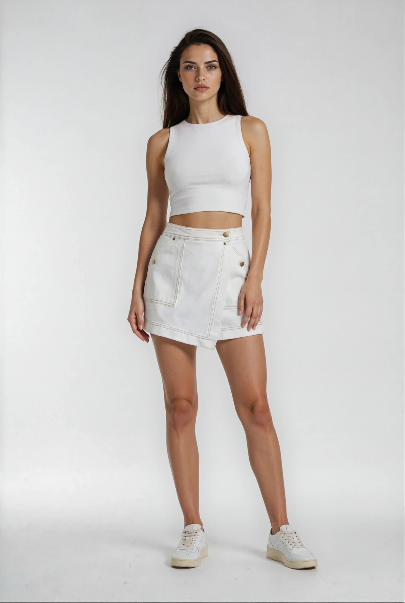 Women's Denim Skort with Wrapped Front for Casual Everyday Styling