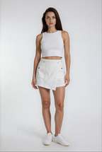 Women's Denim Skort with Wrapped Front for Casual Everyday Styling