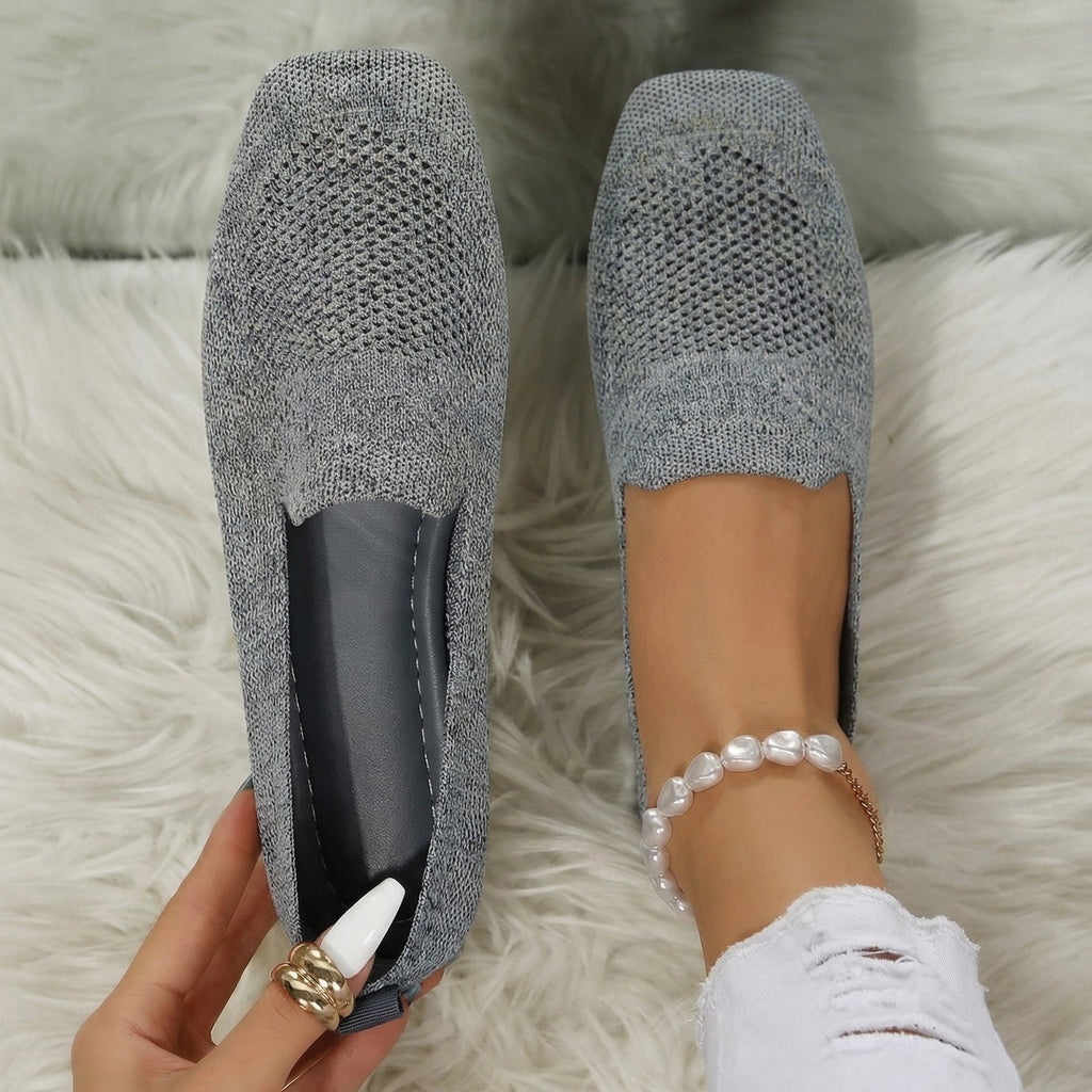 Åndbare strikkede slip-on-flade sko til kvinder