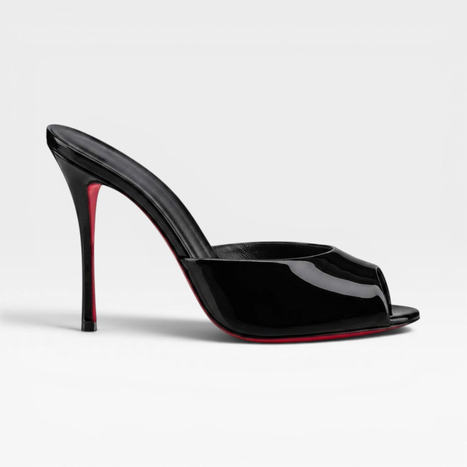 Damen-Mules mit Pfennigabsatz und Peeptoe-Spitze