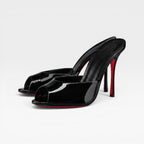 Damen-Mules mit Pfennigabsatz und Peeptoe-Spitze