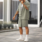 Herren Hemd- und Shorts-Set mit lockerem Schnitt für atmungsaktiven Sommerstil