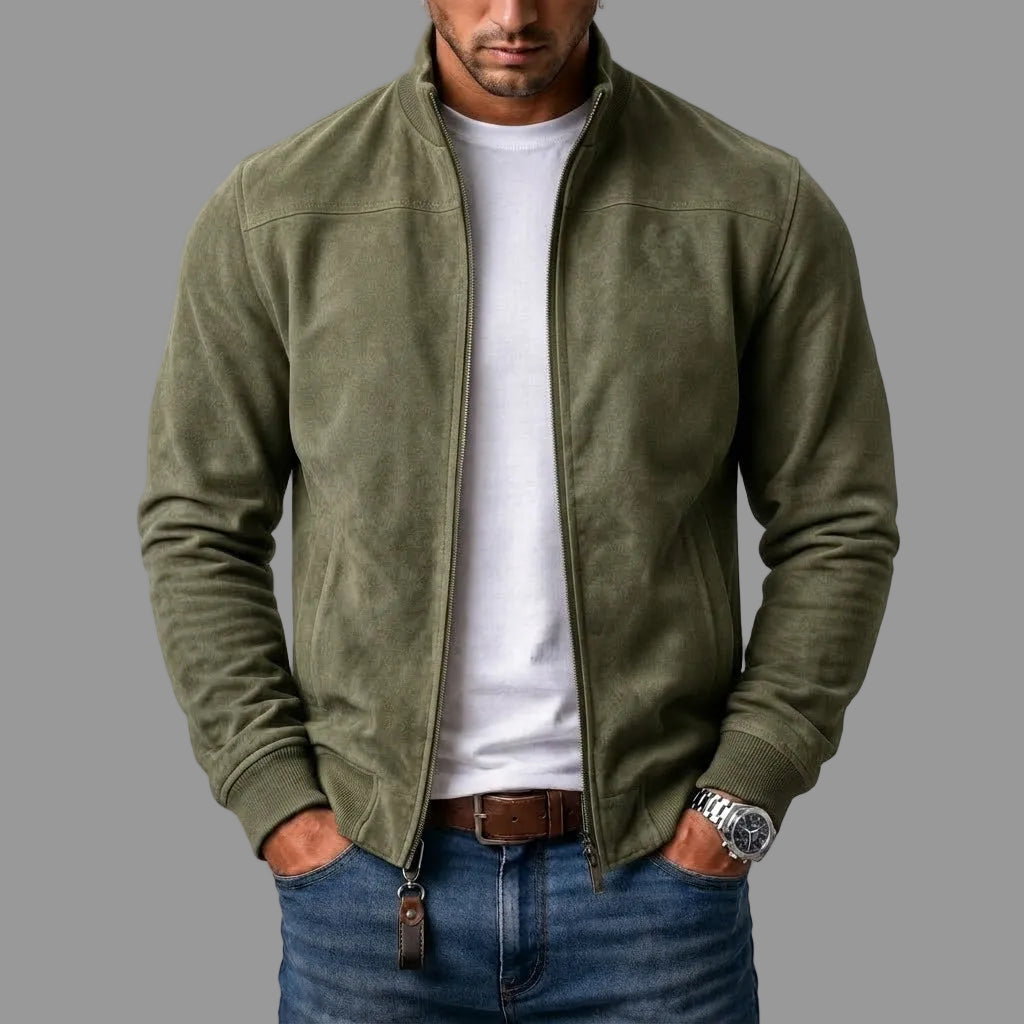 Veste zippée pour homme en imitation daim