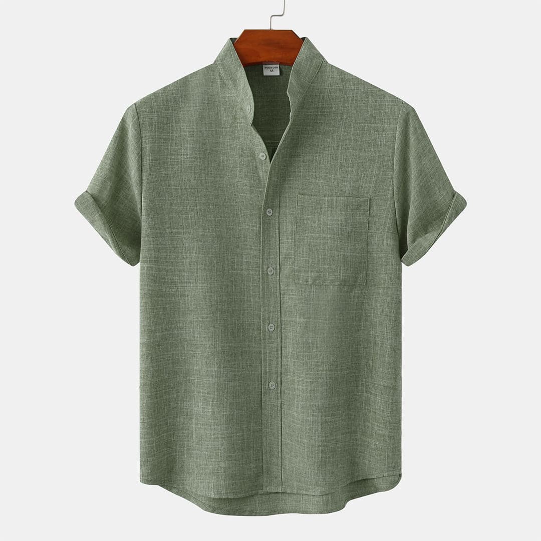 Men's Lightweight Cotton Blend Shirt with Short Sleeves and Relaxed Fit