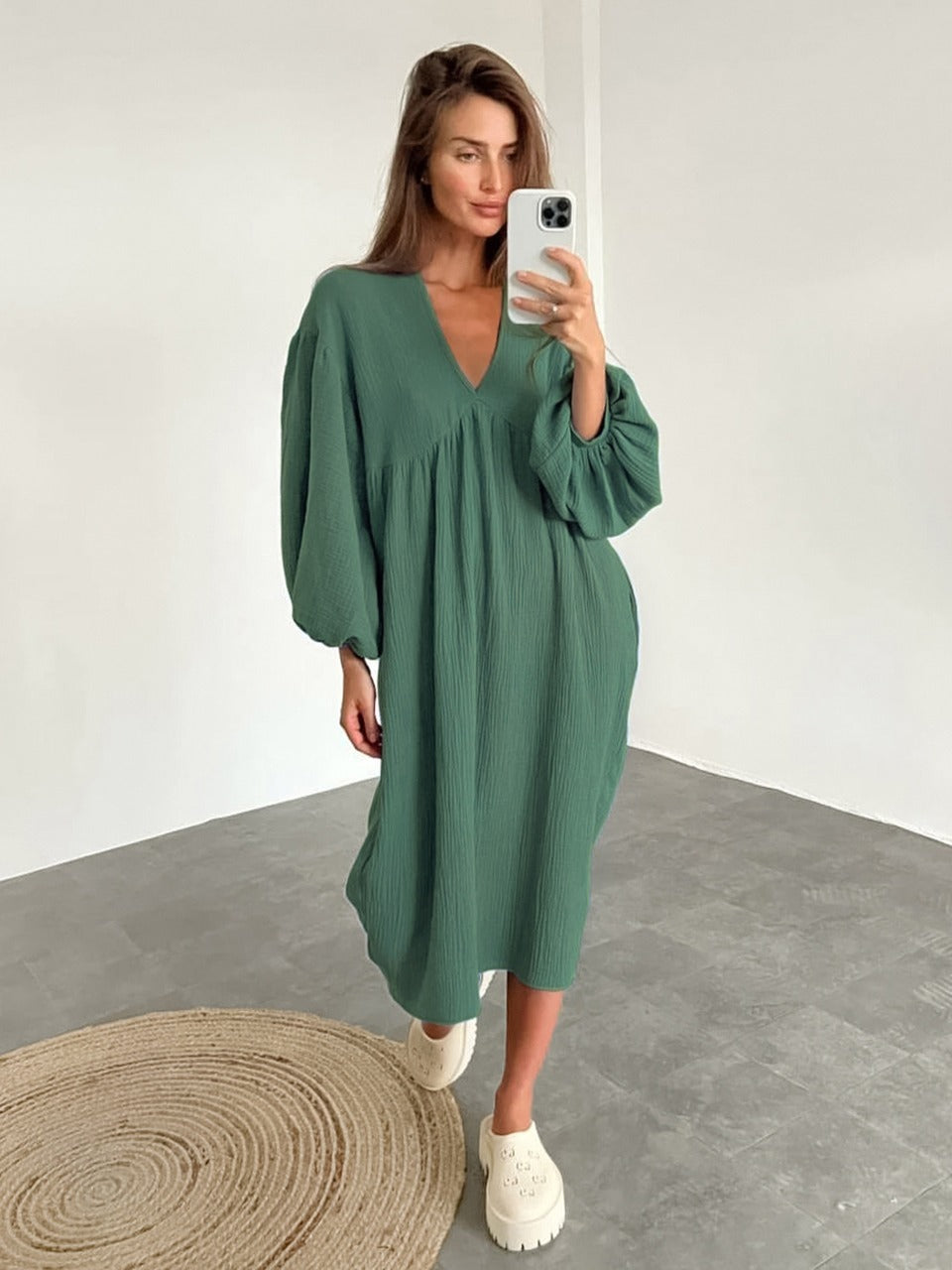Women’s V-Neck Relaxed Maxi Dress