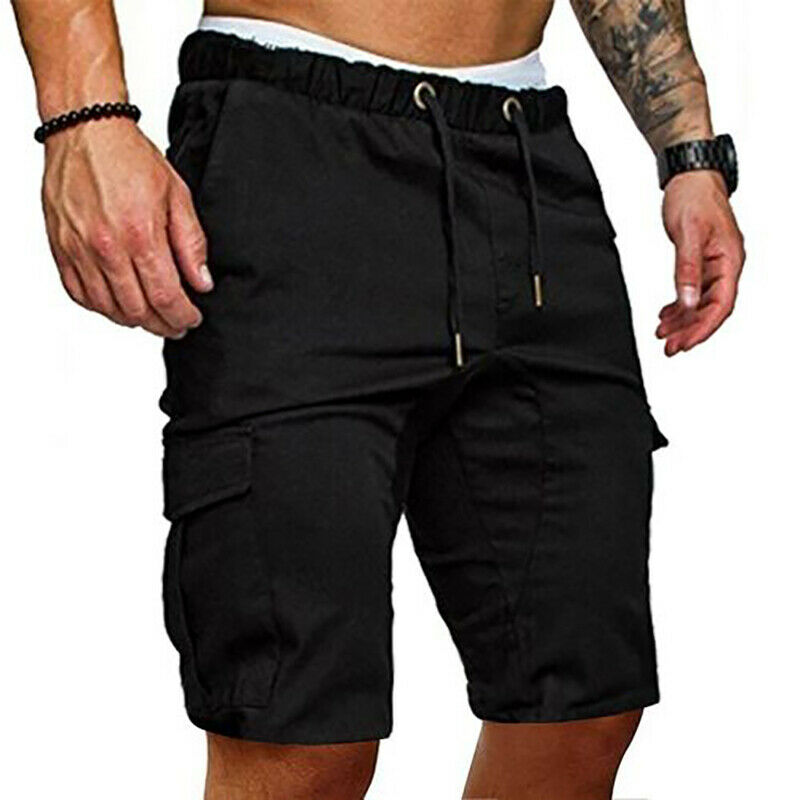 Herrars cargo shorts med dragsko och praktiska fickor