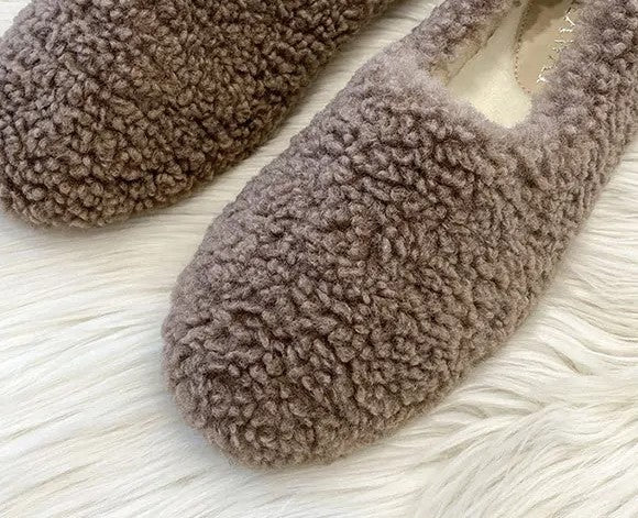 Damen Plüsch-Fleece Slipper-Loafer für Komfort im Innenbereich