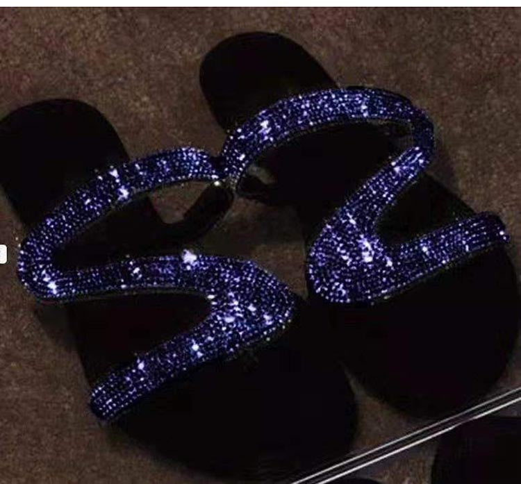 Damen Sandalen mit flachem Absatz und Strassriemen