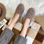 Damen Plüsch-Fleece Slipper-Loafer für Komfort im Innenbereich