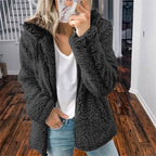 Women's Hooded Sherpa Fleece Jacket With Zip Front