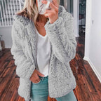 Women's Hooded Sherpa Fleece Jacket With Zip Front