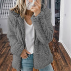 Women's Hooded Sherpa Fleece Jacket With Zip Front