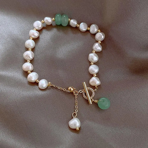 Perle- og grøn perlearmbånd med charms til kvinder