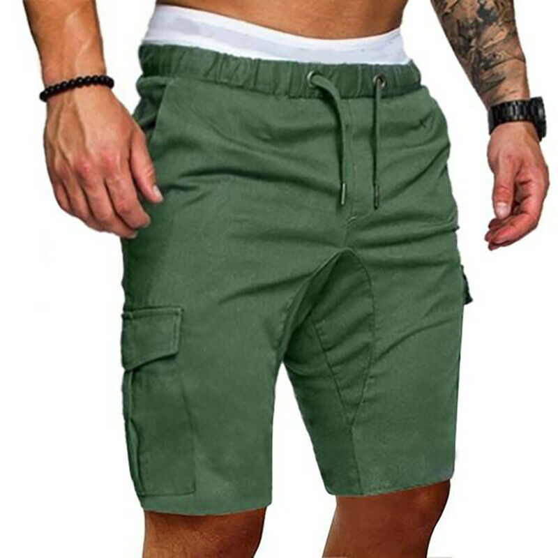 Herrars cargo shorts med dragsko och praktiska fickor