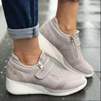 Women's Perforated Zip-Up Wedge Sneakers