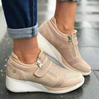 Women's Perforated Zip-Up Wedge Sneakers