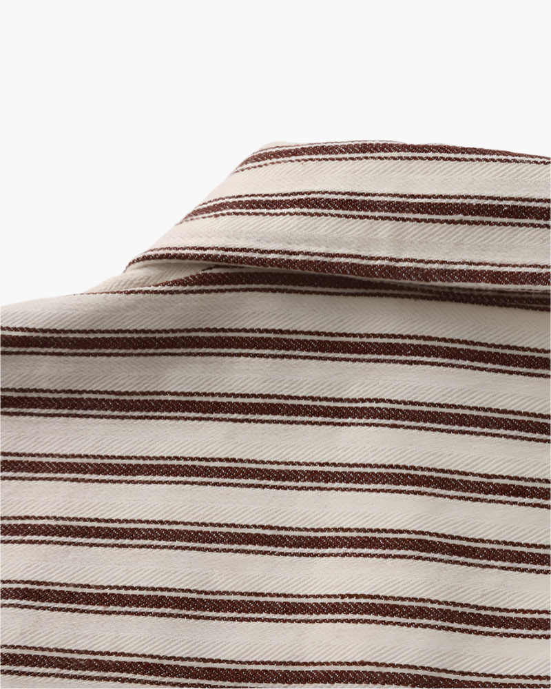 Men's Relaxed Striped Linen-Blend Button-Up Shirt with Roll-Up Sleeves and Coastal Casual Fit