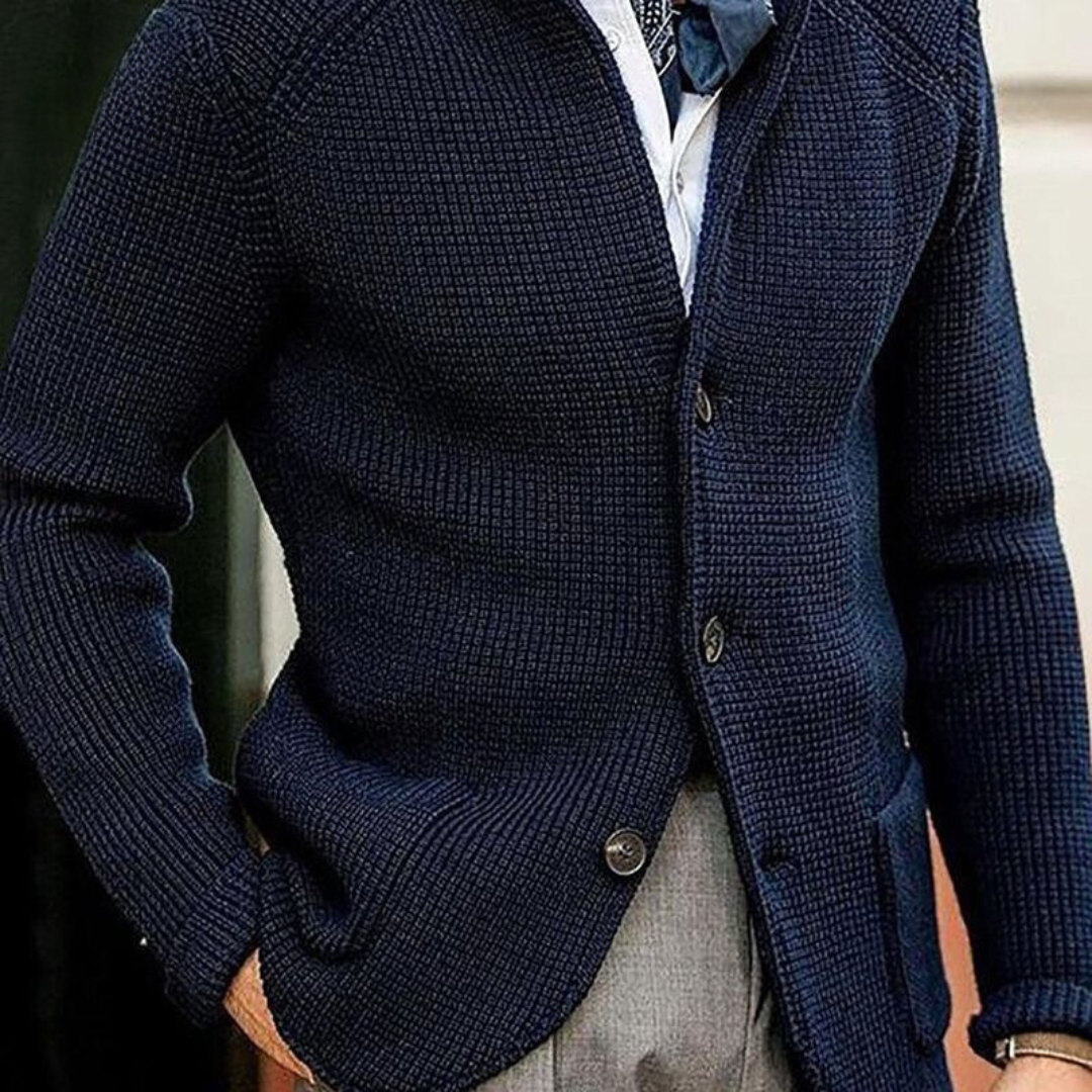 Men's Textured Knit Button Front Casual Cardigan Jacket