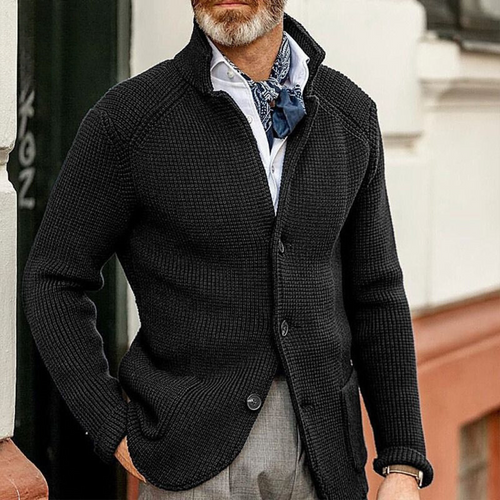Cardigan décontracté pour homme en maille texturée avec boutons sur le devant  