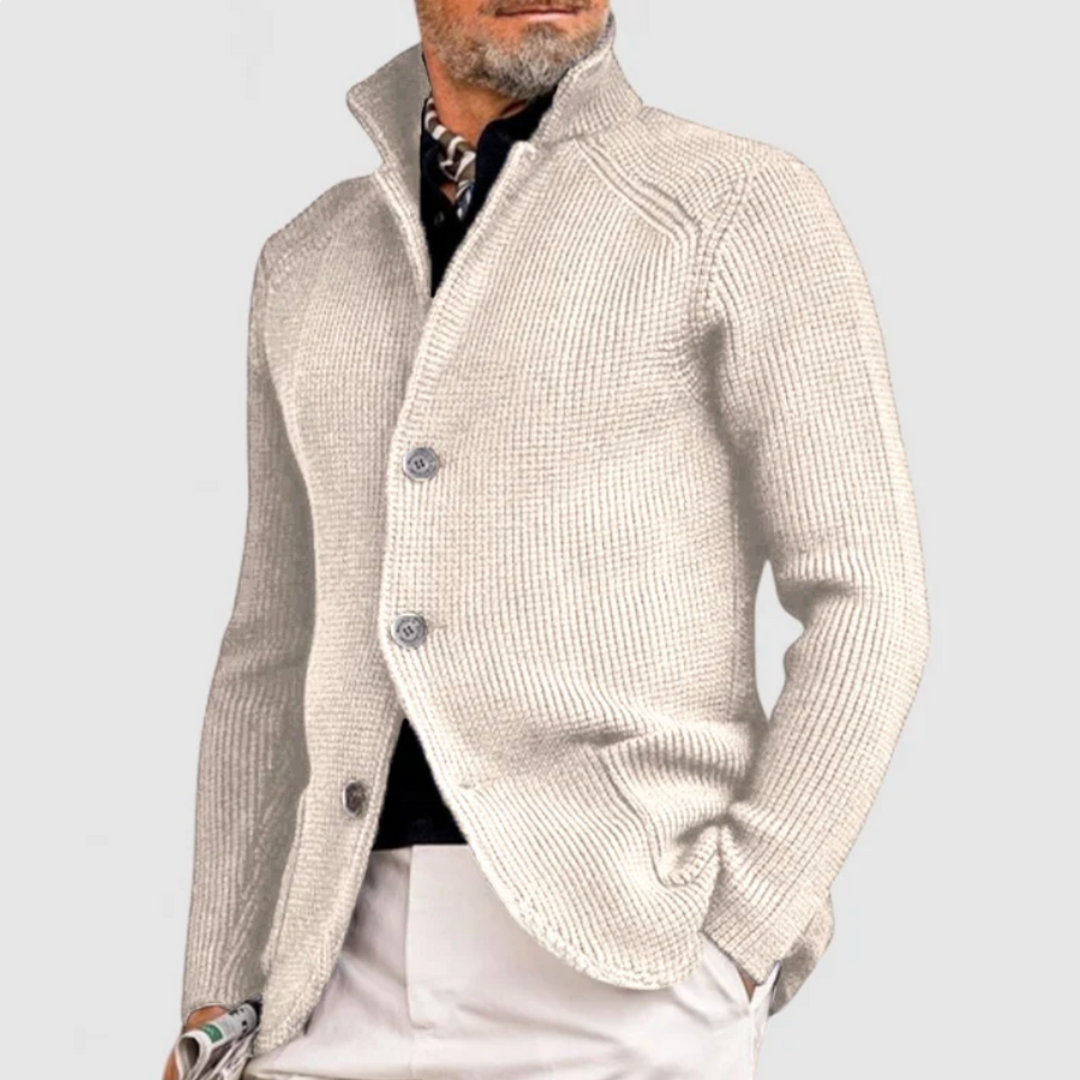 Men's Textured Knit Button Front Casual Cardigan Jacket