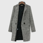 Women's Double-Breasted Houndstooth Longline Coat
