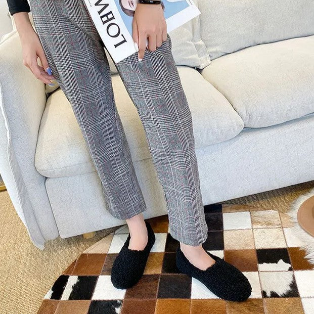 Damen Plüsch-Fleece Slipper-Loafer für Komfort im Innenbereich
