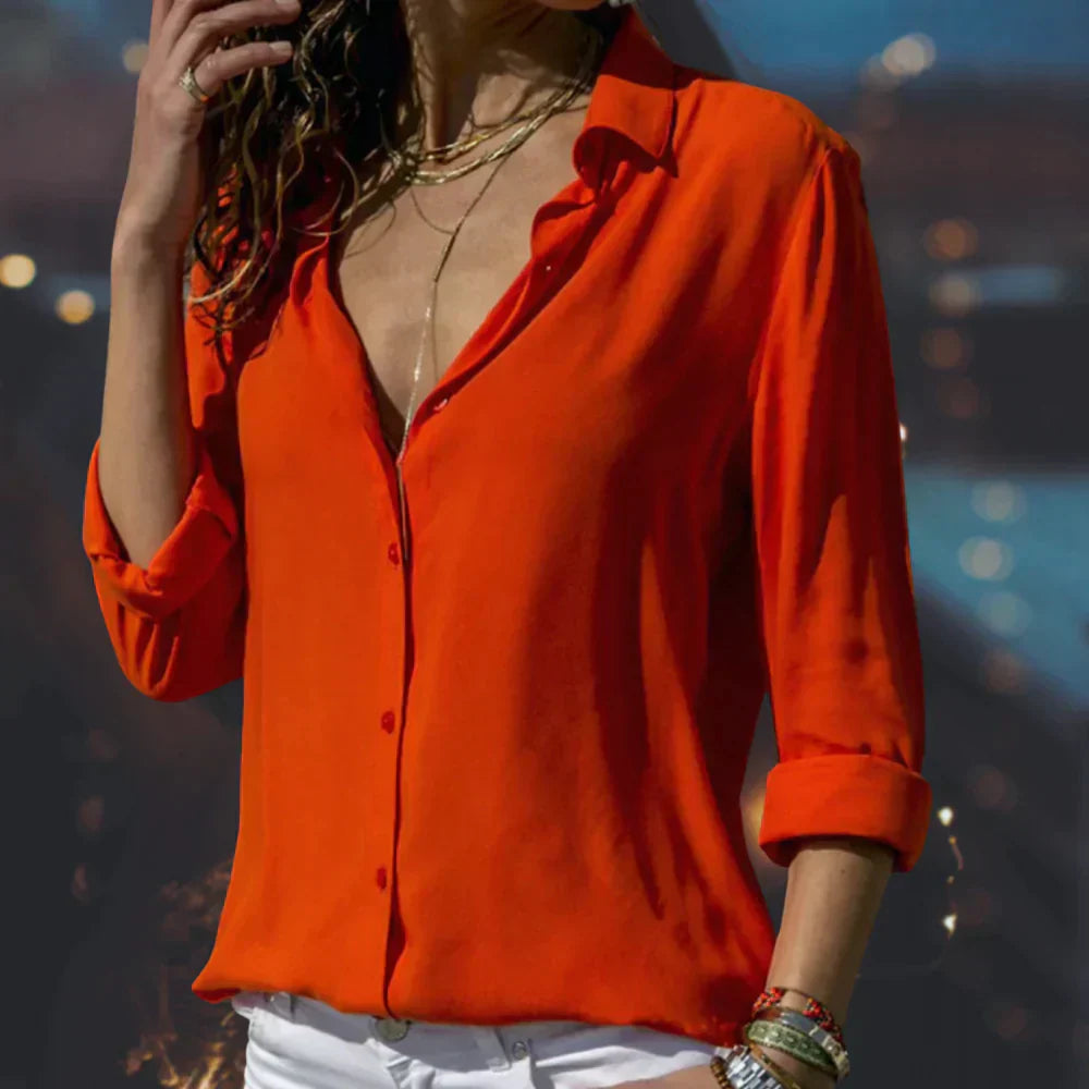 Women's Elegant Button-Up Blouse for Timeless Everyday Styling