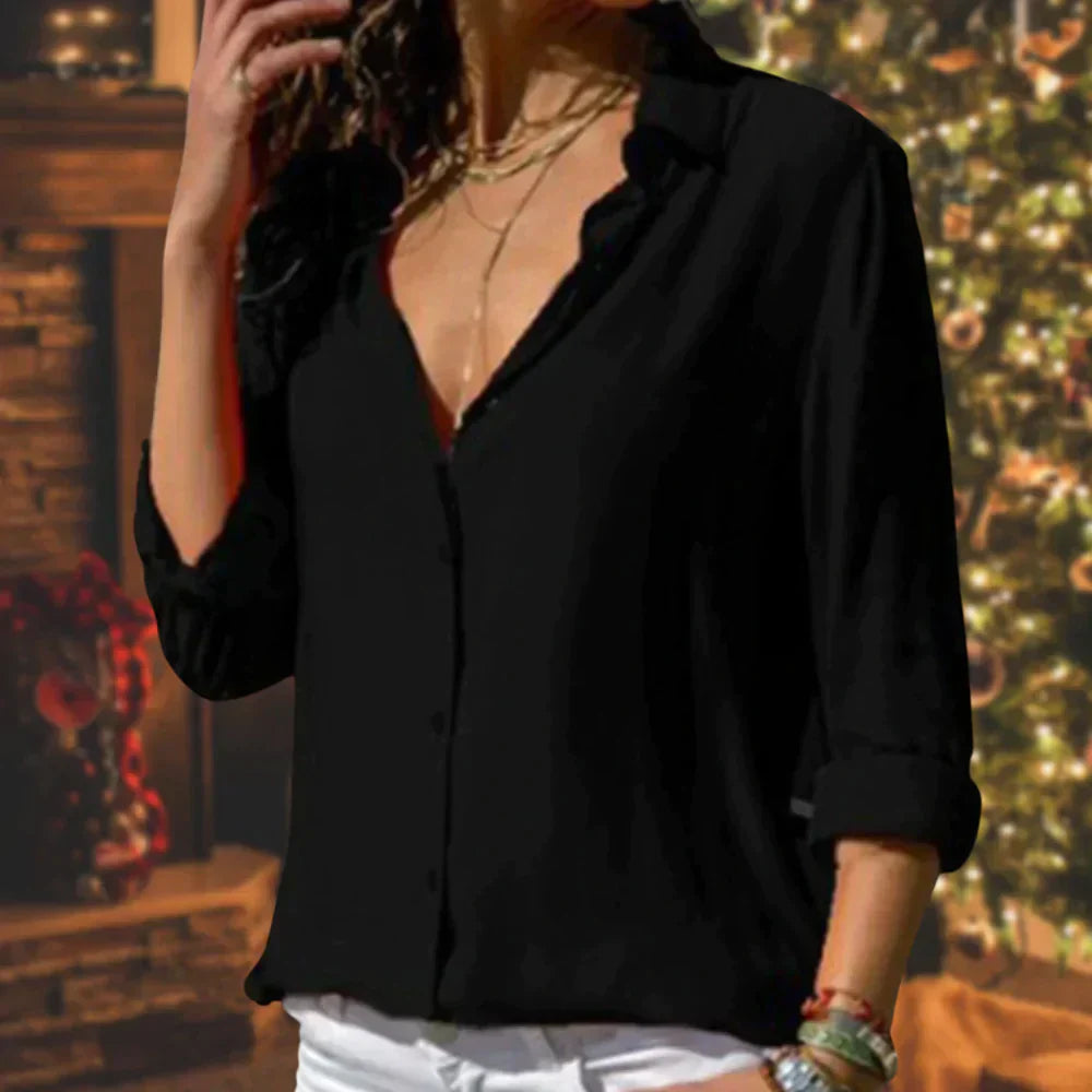 Women's Elegant Button-Up Blouse for Timeless Everyday Styling