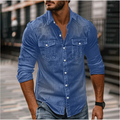 Herren langärmliges Hemd im Denim-Stil mit Brusttaschen für den Alltag