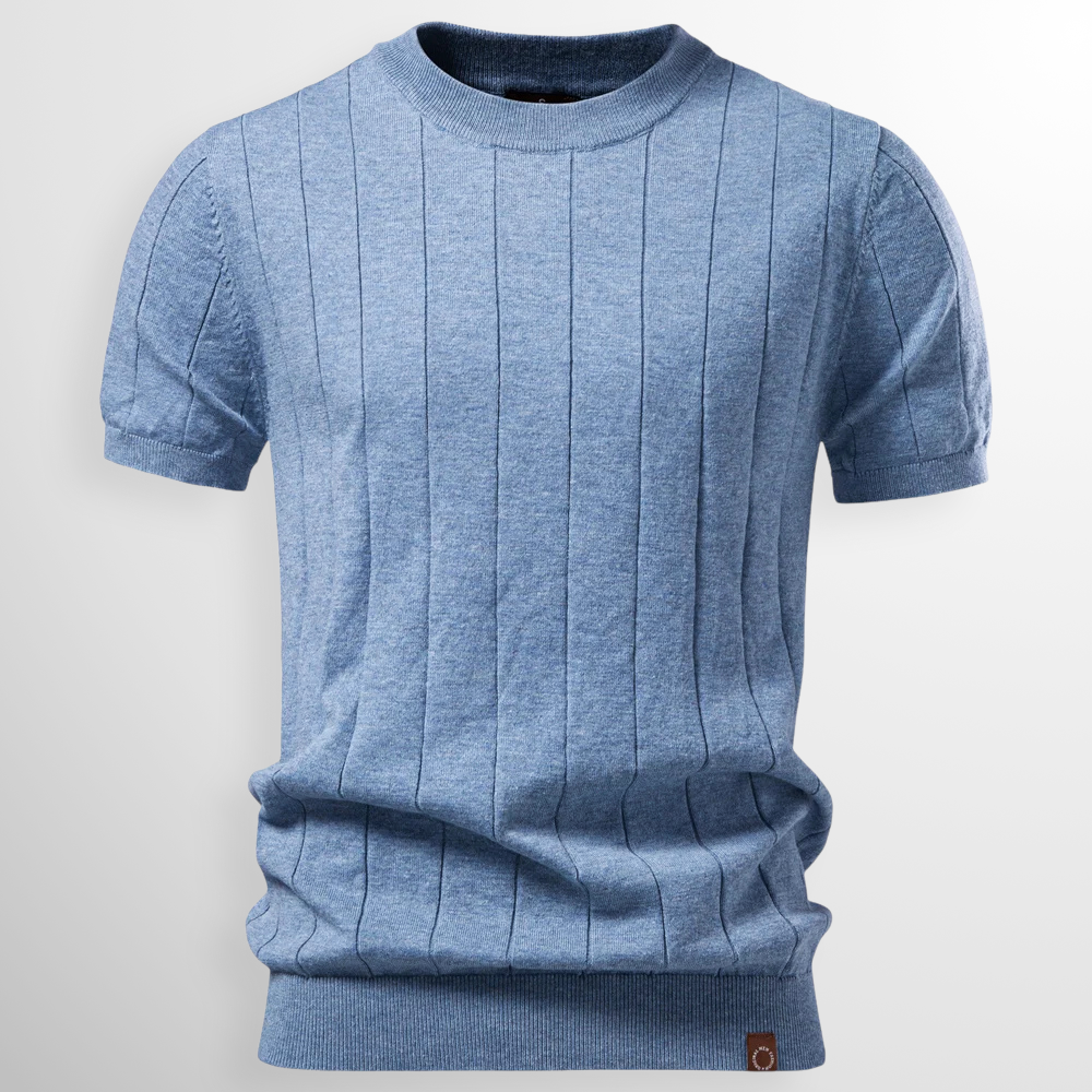 Men's Ribbed Knit Crew Neck T-Shirt