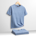 Men's Ribbed Knit Crew Neck T-Shirt
