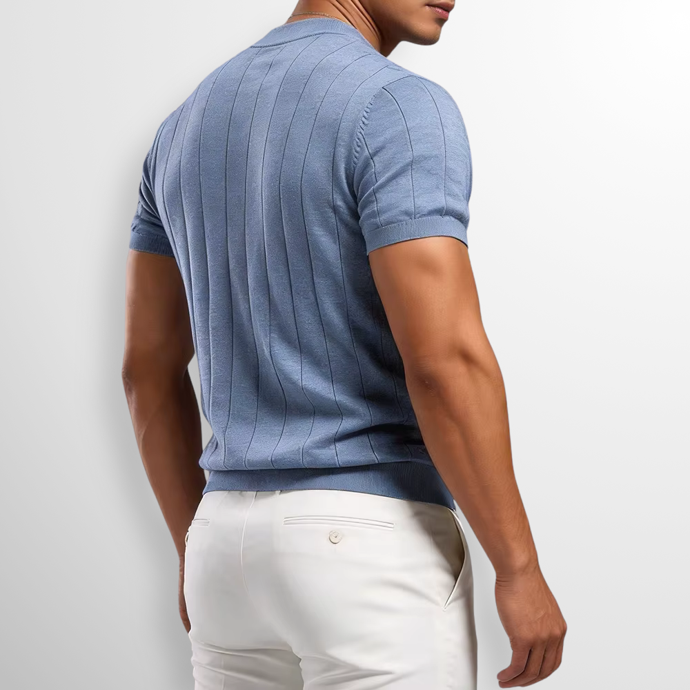 Men's Ribbed Knit Crew Neck T-Shirt
