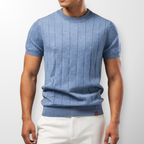 Men's Ribbed Knit Crew Neck T-Shirt